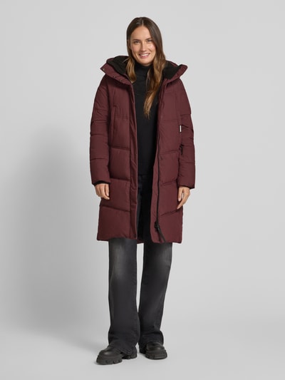 khujo Gewatteerde lange jas met capuchon, model 'Graya' Bordeaux - 1