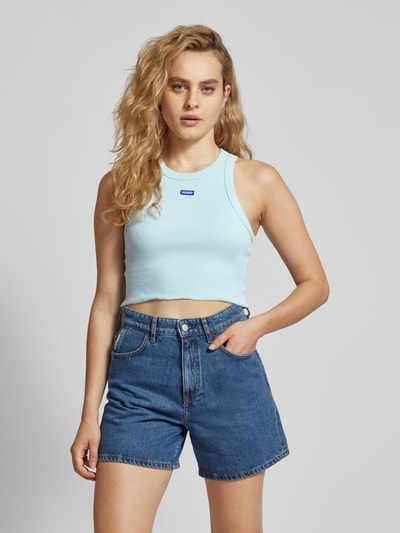 Hugo Blue Cropped Tanktop mit Label-Detail Schilf 4