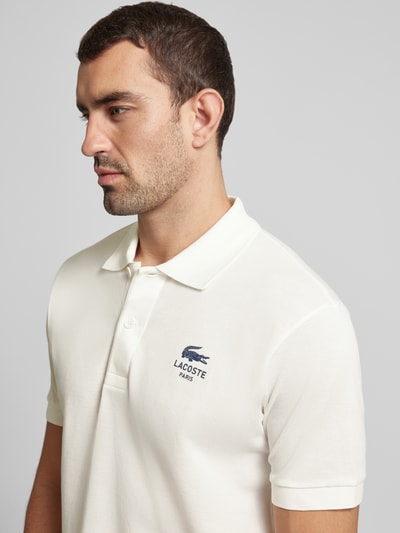 Lacoste Poloshirt mit Label-Print Modell 'Piquet' Weiss 3