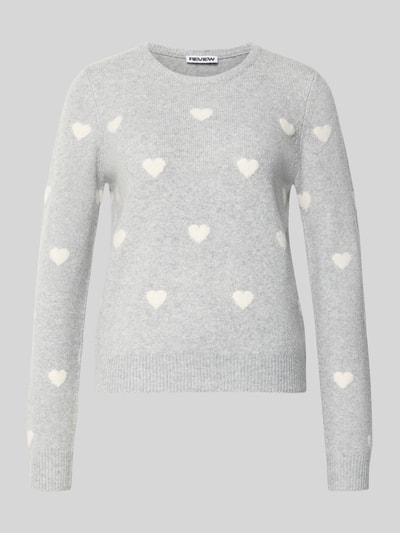 REVIEW Strickpullover mit geripptem Saum Hellgrau Melange 1