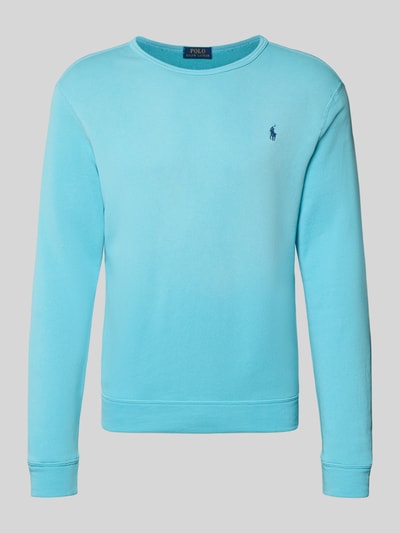 Produktfoto, Regular Fit Sweatshirt aus Baumwoll-Mix von Polo Ralph Lauren in Hellblau, unifarben, mit Logo-Stitching, Sweat-Textur.