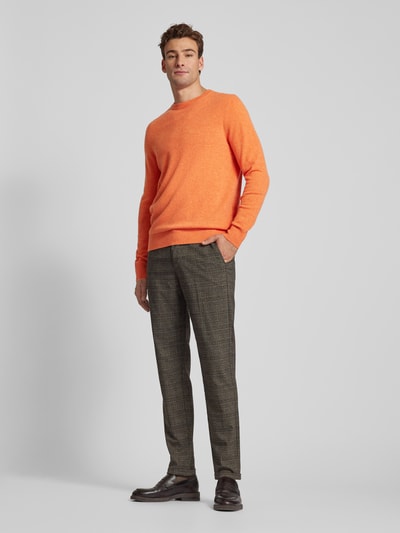 Christian Berg Men Strickpullover mit gerippten Abschlüssen Orange Melange 1