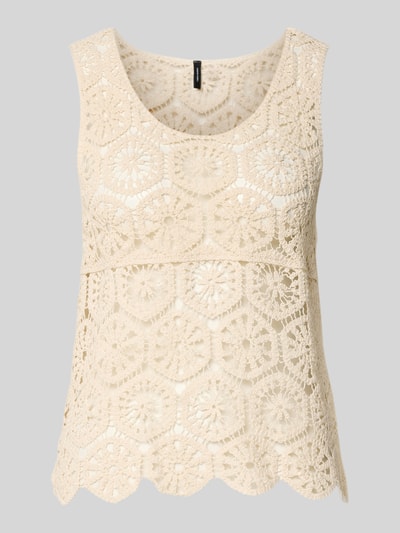 Produktfoto, Regular Fit Blusentop aus Baumwoll-Mix Modell 'ELSA' von Vero Moda, efekt: jednolity kolor, krój regular fit, długość: krój krótki, detale: koronka szydełkowa, dekolt: dekolt w łódkę, rękawy: bez rękawów, materiał: mieszanka bawełny