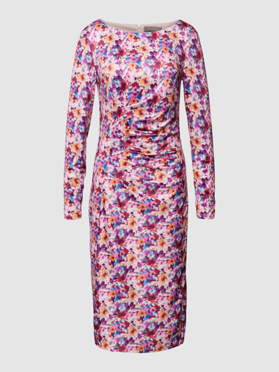 Christian Berg Woman Selection Sukienka midi ze wzorem z logo i marszczeniami Brudnoróżowy melanż 2