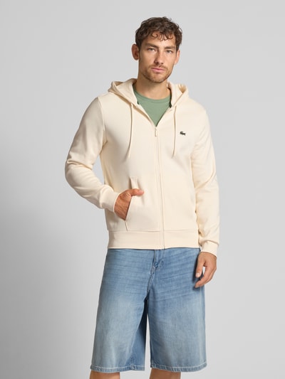 Lacoste Regular Fit Sweatjacke aus Baumwoll-Mix Offwhite 4
