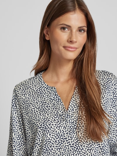 Tom Tailor Relaxed fit blouse met lange mouwen en tuniekhals Donkerblauw - 3