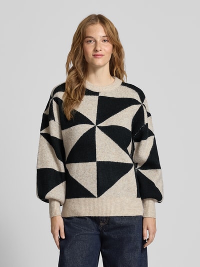 Only Regular Fit Strickpullover mit voluminösem Armschnitt Modell 'GEORGINA' Ecru 4