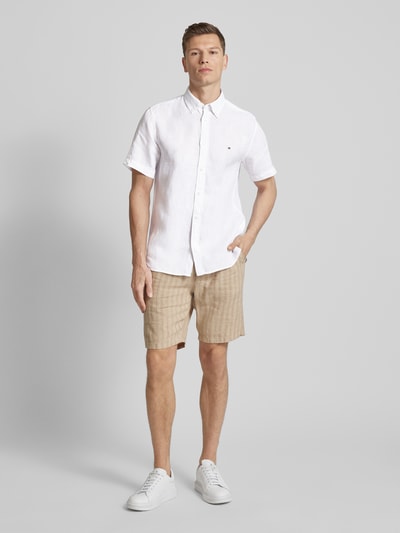 Tommy Hilfiger Regular Fit Leinenhemd mit Button-Down-Kragen Weiss 1