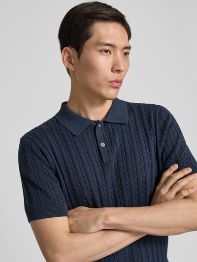 Christian Berg Men Poloshirt mit gerippten Abschlüssen Marine 3