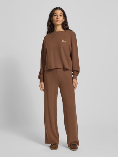 American Vintage Wide leg sweatbroek met elastische band Middenbruin - 1