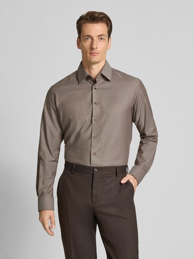 ETERNA Modern fit zakelijk overhemd met kentkraag Zand - 4