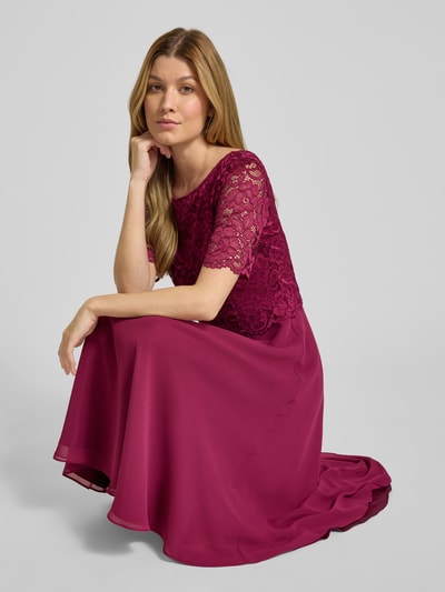 Vera Mont Sukienka koktajlowa o długości do kolan z koronką Bordowy 3