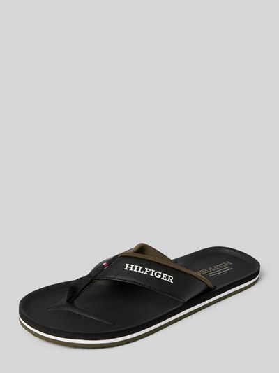 Tommy Hilfiger Teenslippers met gewatteerde wreefriempjes  - 1