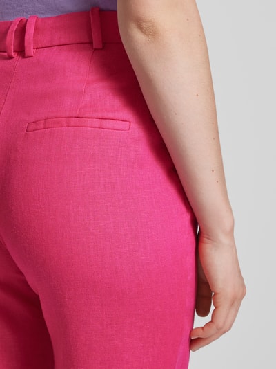 Mango Slim Fit Bundfaltenhose aus Leinen mit Gesäßtaschen Pink 3