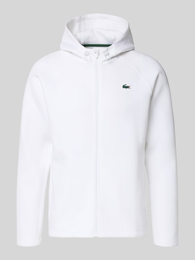 Produktfoto, Regular Fit Sweatjacke mit Baumwoll-Anteil von Lacoste, Optik: Unifarben, Logo-Patch, Reißverschluss, Kapuze, Scuba, Baumwoll-Mix