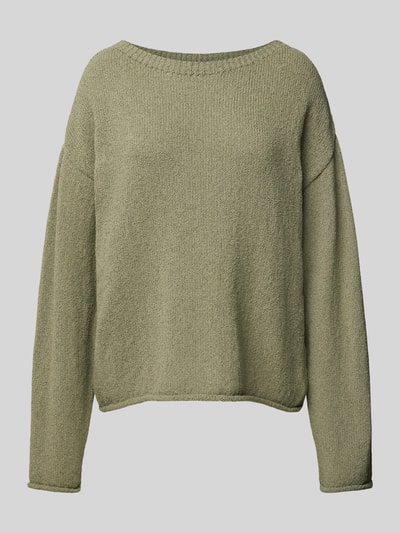 Jake*s Casual Sweter z dzianiny o kroju oversized z prążkowanym dekoltem w łódkę Limonkowy 2