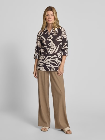 OPUS Regular Fit Hemdbluse mit durchgehender Knopfleiste Modell 'Fumine' Dunkelbraun 1