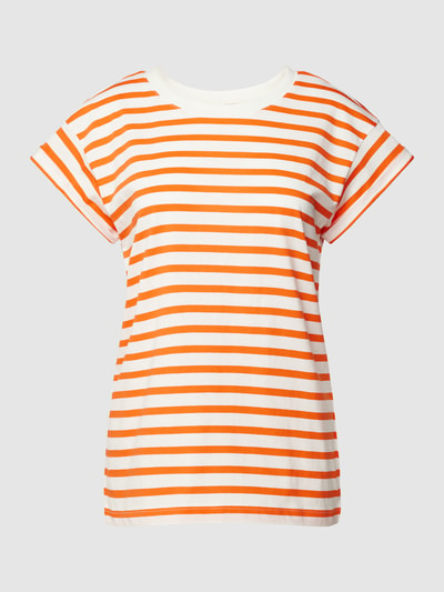 Jake*s Casual T-Shirt mit Streifenmuster Dunkelorange 2