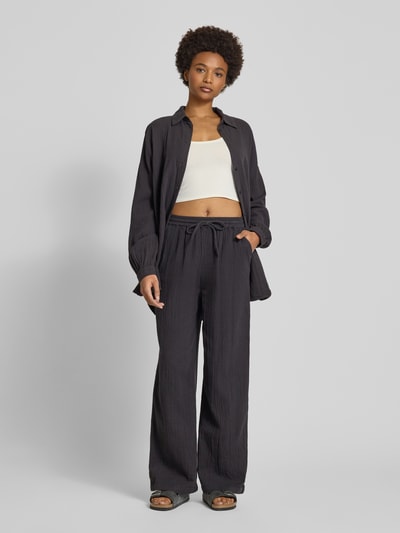 Only Oversized Bluse aus reiner Baumwolle Modell 'THYRA' Anthrazit 1