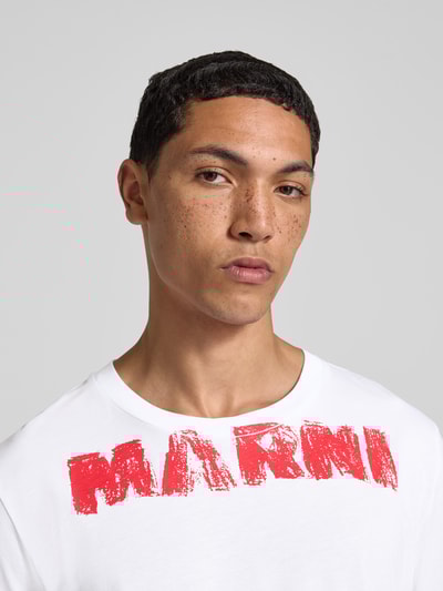 Marni Regular Fit T-Shirt mit Logo-Print Weiss 3