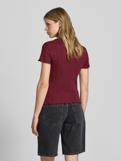 Pieces Slim fit T-shirt van puur katoen, model 'MARIE' Donkerrood - 5