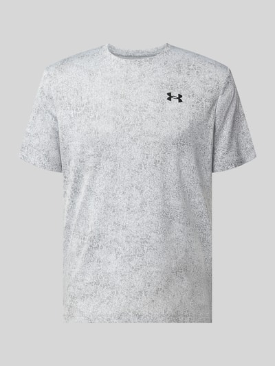 Produktfoto, jasnoszare t-shirt z subtelnym strukturmuster, krój regular fit, Regular Fit T-Shirt mit Strukturmuster Modell 'Pixelate' von Under Armour, męski t-shirt, Herren Sport-T-Shirt von Under Armour