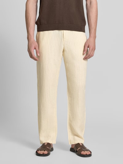 GANT Straight Fit Leinenhose mit Gesäßtaschen Offwhite 4