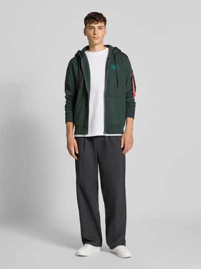 Alpha Industries Sweatjacke mit Logo-Patch und Känguru-Tasche Petrol 1