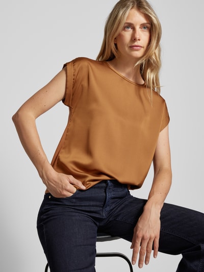 Vila T-shirt z okrągłym dekoltem model ‘ELLETTE’ Camel 3