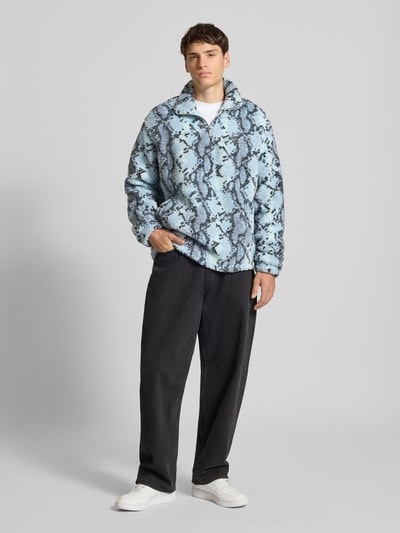 KARL KANI Fleecepullover met opstaande kraag en ritssluiting Zwart - 1