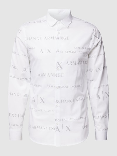 ARMANI EXCHANGE Regular Fit Freizeithemd mit Allover-Label-Print Weiss 2