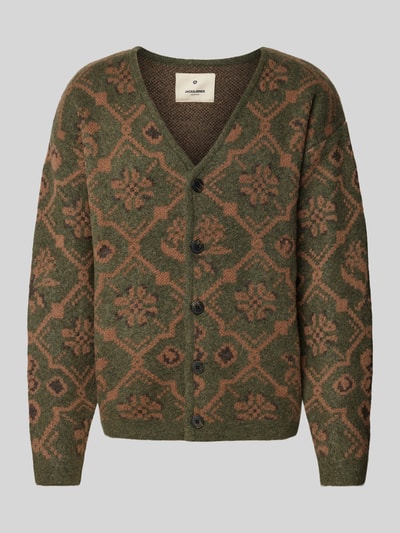 Jack & Jones Premium Cardigan met V-hals, model 'UMAGNE' Olijfgroen - 1