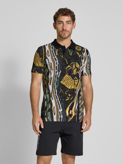 CARLO COLUCCI Regular Fit Poloshirt mit kurzer Knopfleiste Hellgelb 4