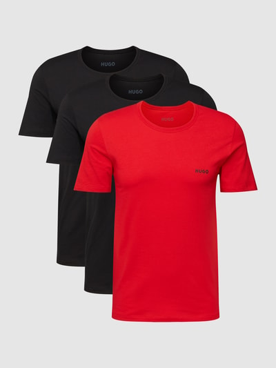 HUGO T-Shirt mit geripptem Rundhalsausschnitt im 3er-Pack Rot 2