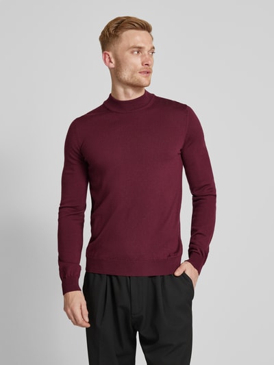 HUGO Gebreide pullover met turtleneck,-model 'San Matteo' Bordeaux - 4