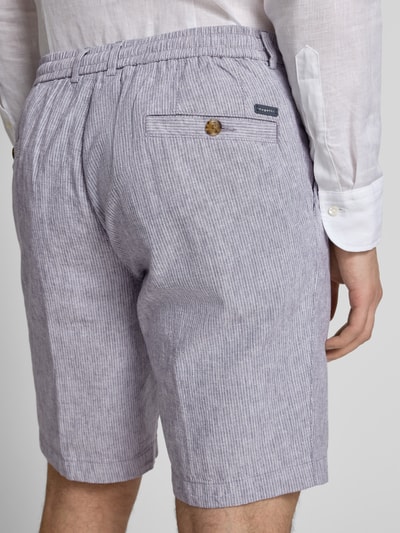 bugatti Regular Fit Bermudas aus Baumwoll-Mix mit Leinen-Anteil Blau 3