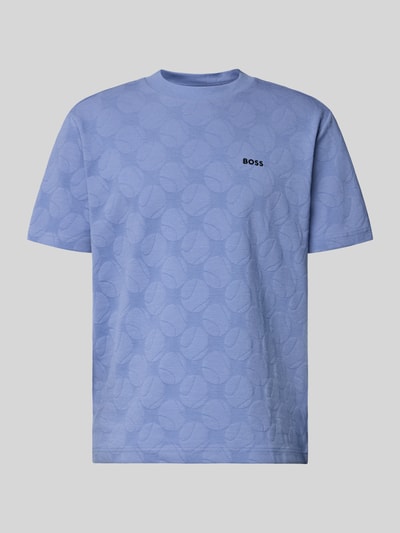 Produktfoto, Regular Fit T-Shirt aus Baumwoll-Mix Modell 'TS_MEMBER' von BOSS Green in Hellblau, feines Strukturmuster, unifarben, Jersey-Textur.
