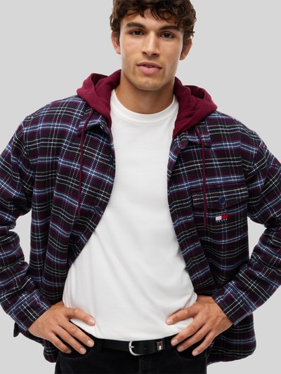 Tommy Jeans Regular Fit Hemdjacke aus Baumwoll-Mix Bordeaux 3