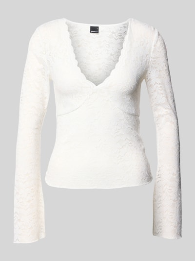Gina Tricot Longsleeve aus Spitze mit V-Ausschnitt Offwhite 1