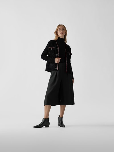 Self-Portrait Strickjacke mit Pattentaschen Schwarz 1