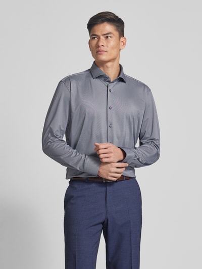 BOSS Slim fit zakelijk overhemd met kentkraag Marineblauw - 4