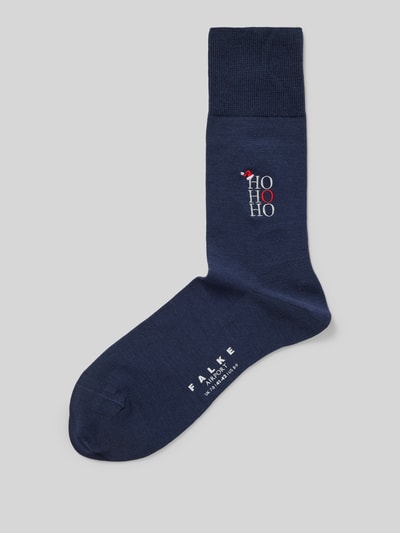 Falke Socken mit Statement-Stitching Modell 'AIRPORT HO HO HO' Dunkelblau 1