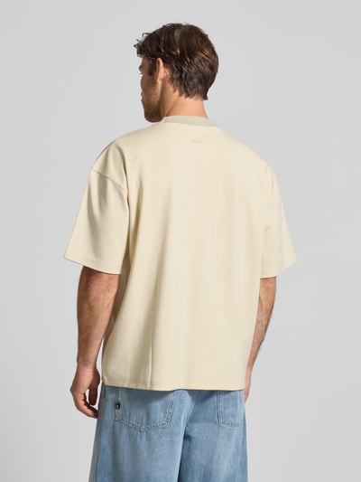 BOSS Orange Regular fit T-shirt van katoenmix Ecru - 5