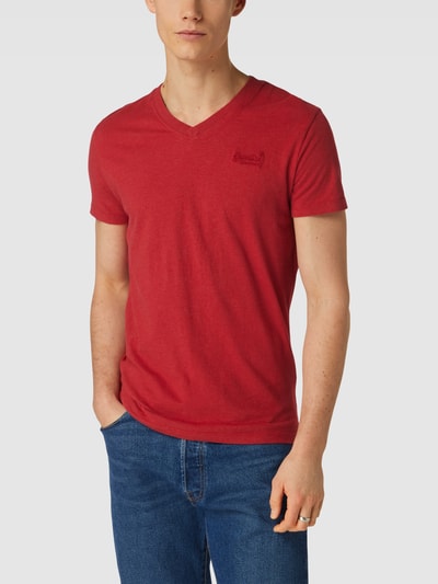 Superdry T-shirt met labelstitching Rood - 4