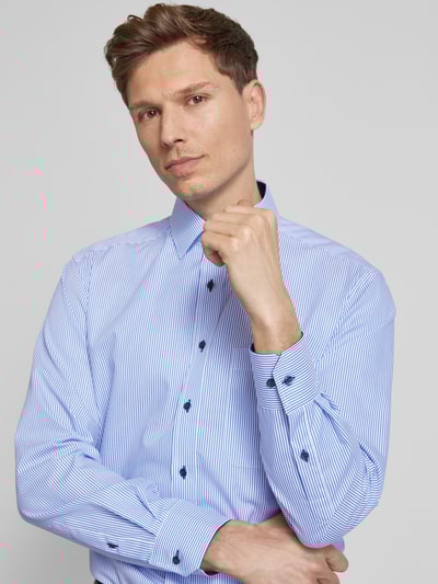 ETERNA Comfort fit zakelijk overhemd met borstzak Koningsblauw - 3