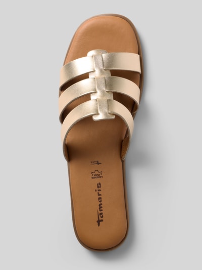 Tamaris Pantoletten aus echtem Leder Gold 3