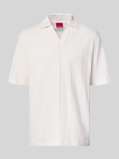 Produktfoto, Relaxed Fit Poloshirt mit Strukturmuster Modell 'DALIBO' von HUGO, Optik: Unifarben, feines Strukturmuster, Label-Stitching-Applikation, Polokragen, V-Ausschnitt, Ärmelform: Kurzarm, Materialverarbeitung: Jersey, Material: Reine Baumwolle