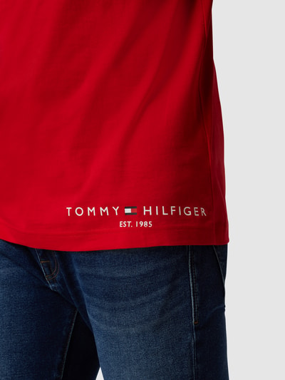 Tommy Hilfiger T-shirt z bawełny ekologicznej z nadrukiem z logo Czerwony 3