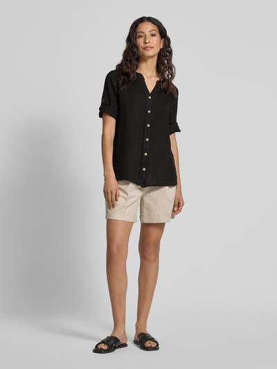ZABAIONE Regular Fit Leinenbluse mit 3/4-Arm Black 1