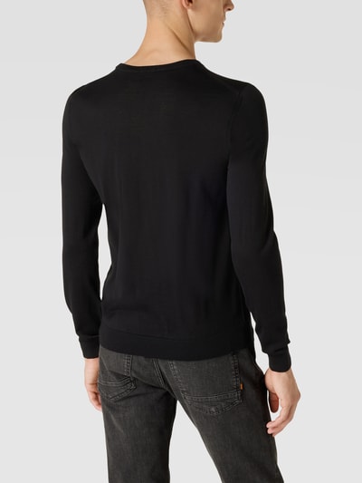 BOSS Longsleeve in melierter Optik Modell 'Leno' Black 5